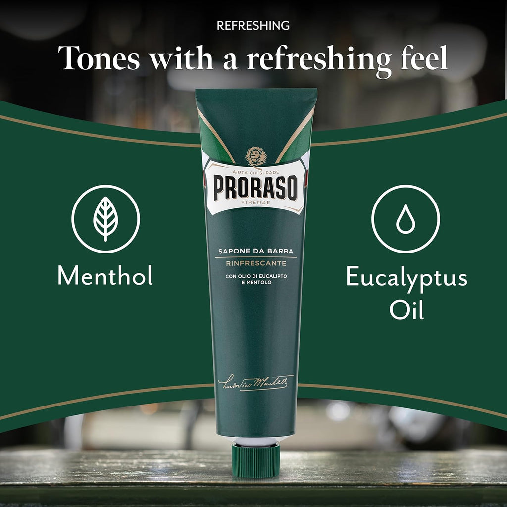 Proraso Shaving Cream Tube, 150ml, Refreshing and Toning Shaving Cream for Men.